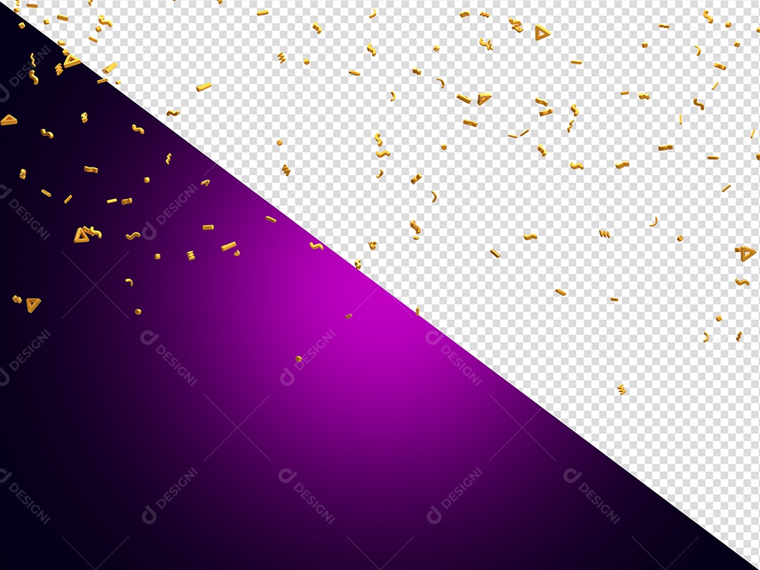 Confete Forma de Triângulo Dourado Elemento 3D para Composição PSD