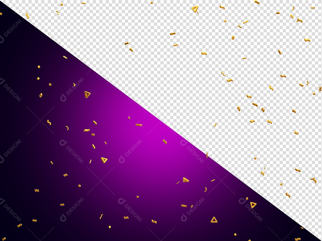 Confete Forma de Triângulo Elemento 3D para Composição PSD
