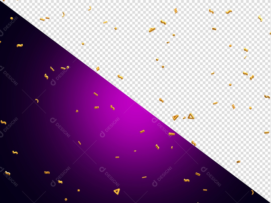 Confete Dourado Decoração Elemento 3D para Composição PSD