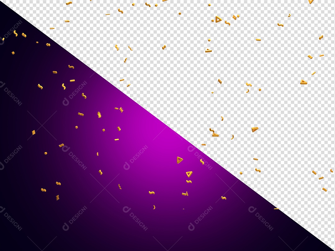 Confete Dourado Decorativo Elemento 3D para Composição PSD