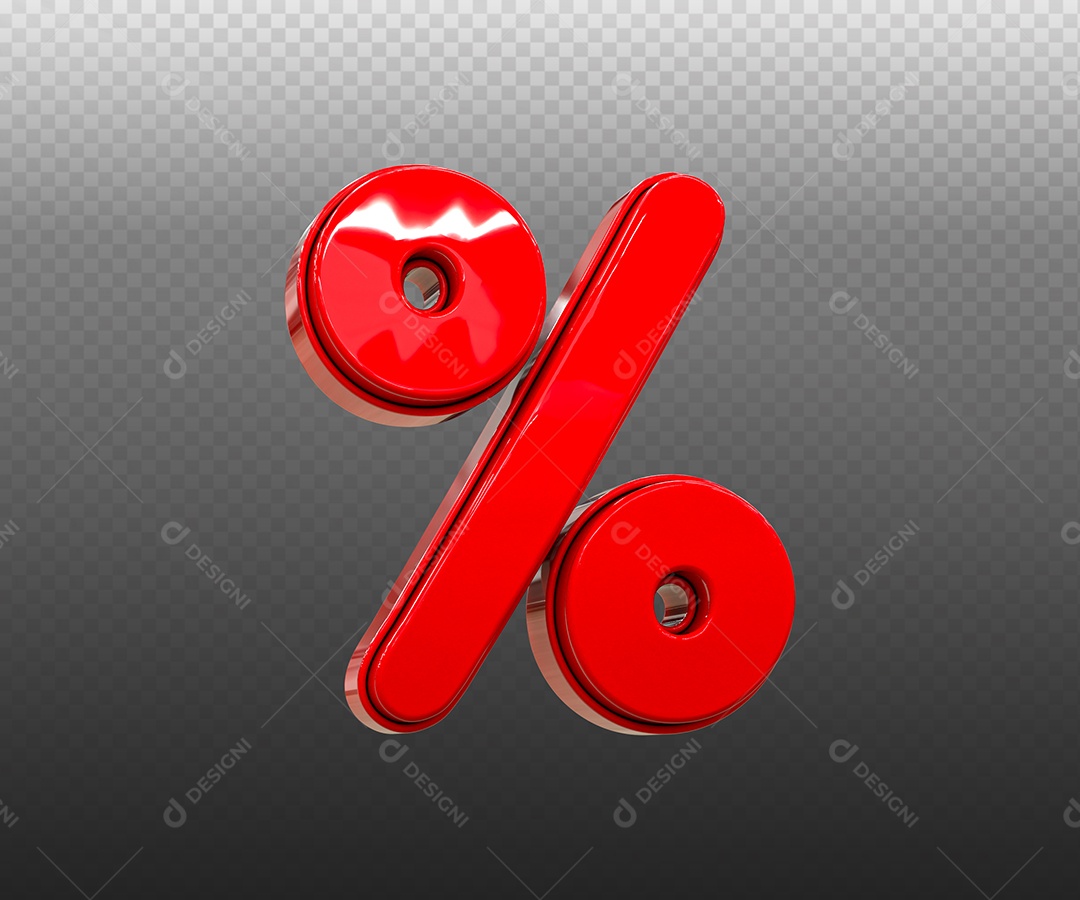 Símbolo de Porcentagem Vermelho Elemento 3D para Composição PSD