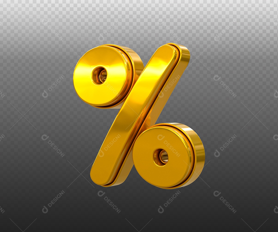 Símbolo de Porcentagem Amarelo Elemento 3D para Composição PSD