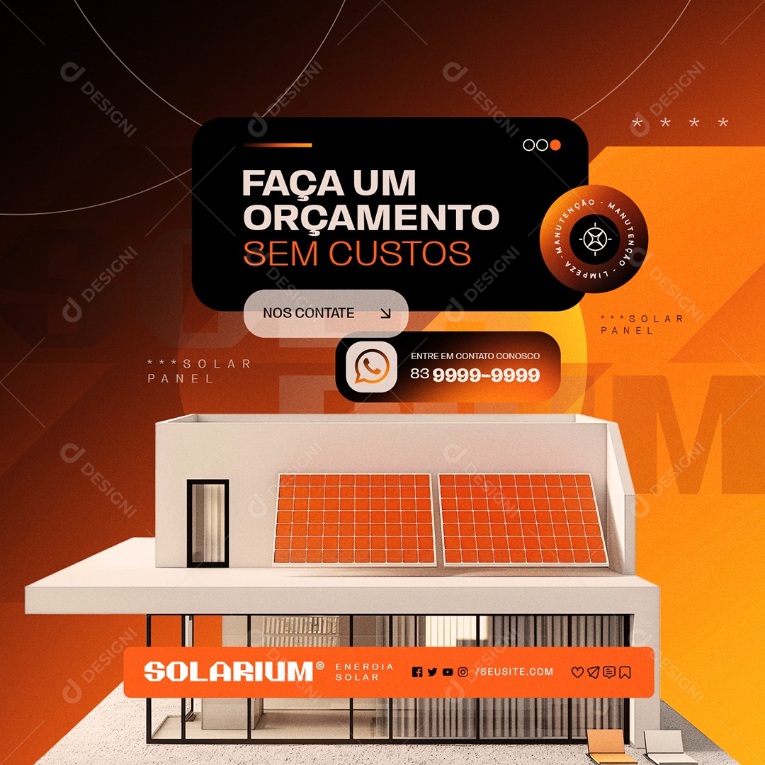 Energia Solar Faça um Orçamento Sem Custos Social Media PSD Editável