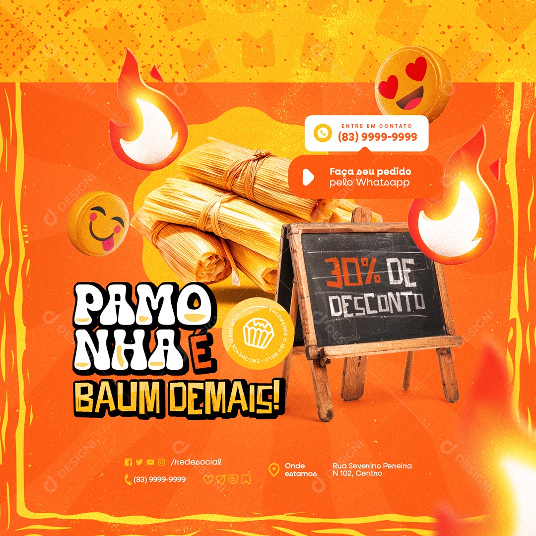 Festa Junina Pamonha é Baum Demais 30% de Desconto Social Media PSD Editável