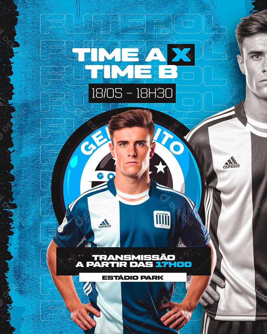 Time A x Time B Estádio Park Transmissão a Partir das 17h00 Social Media PSD Editável