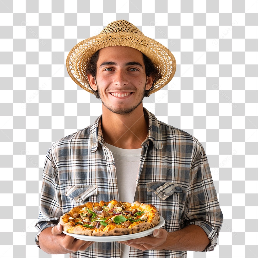 Homem com Roupa de Festa Junina PNG Transparente