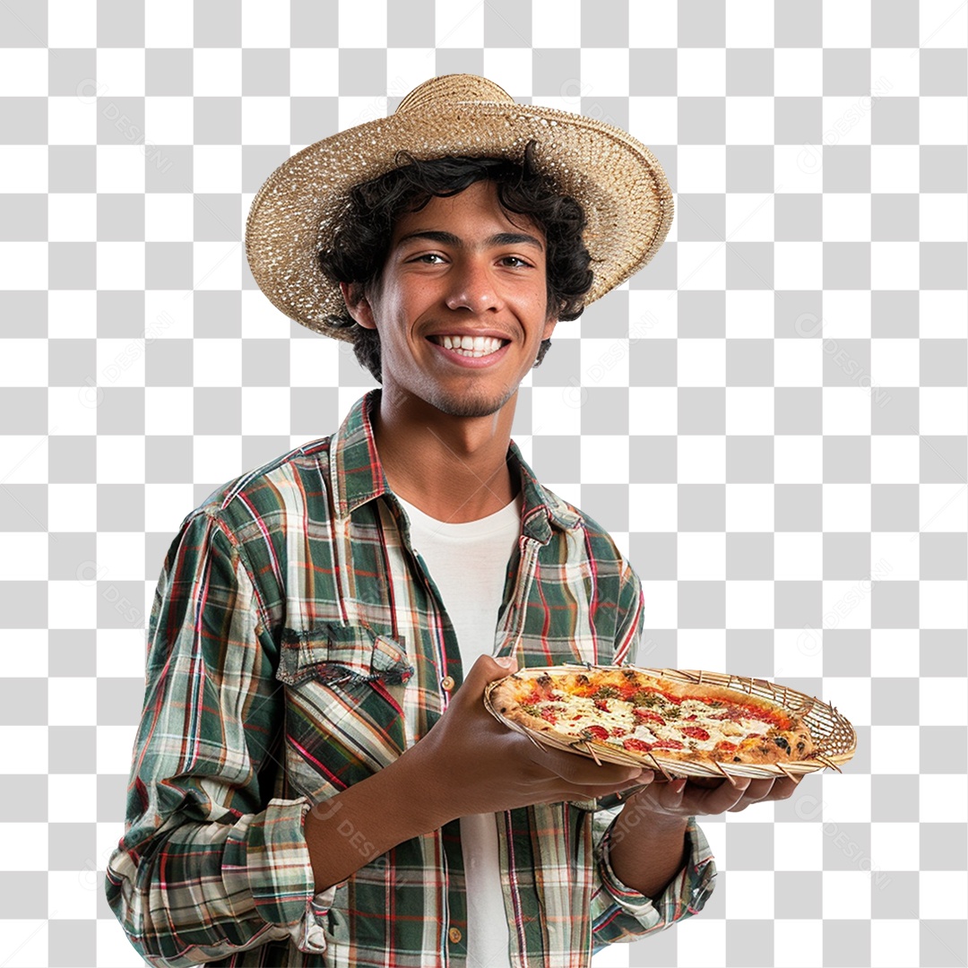 Homem com Roupa de Festa Junina PNG Transparente