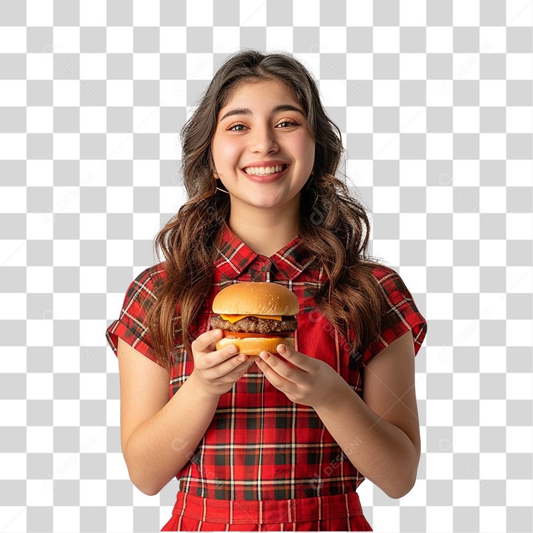 Mulher com Roupa de Festa Junina PNG Transparente