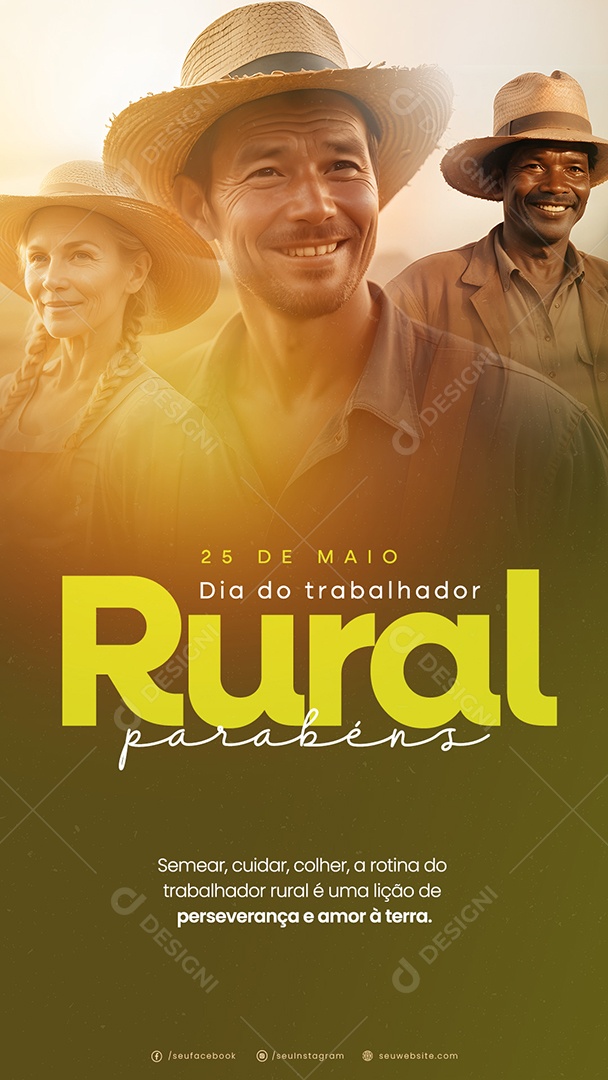 Story Dia do Trabalhador Rural 25 de Maio Parabéns  Social Media PSD Editável
