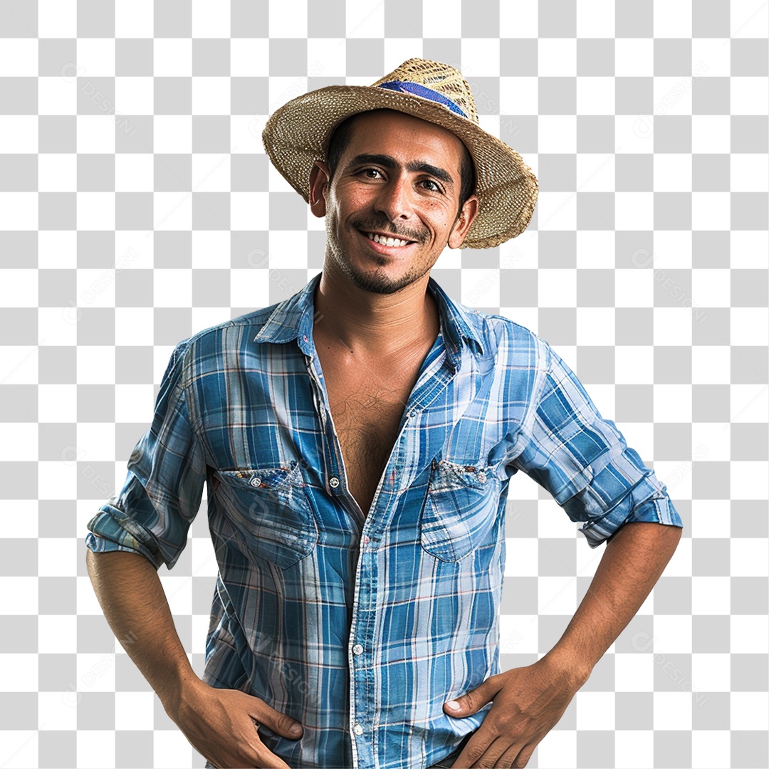 Homem com Roupa de Festa Junina PNG Transparente