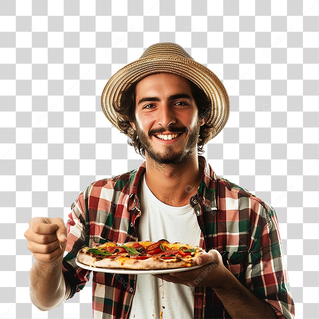 Homem com Roupa de Festa Junina PNG Transparente