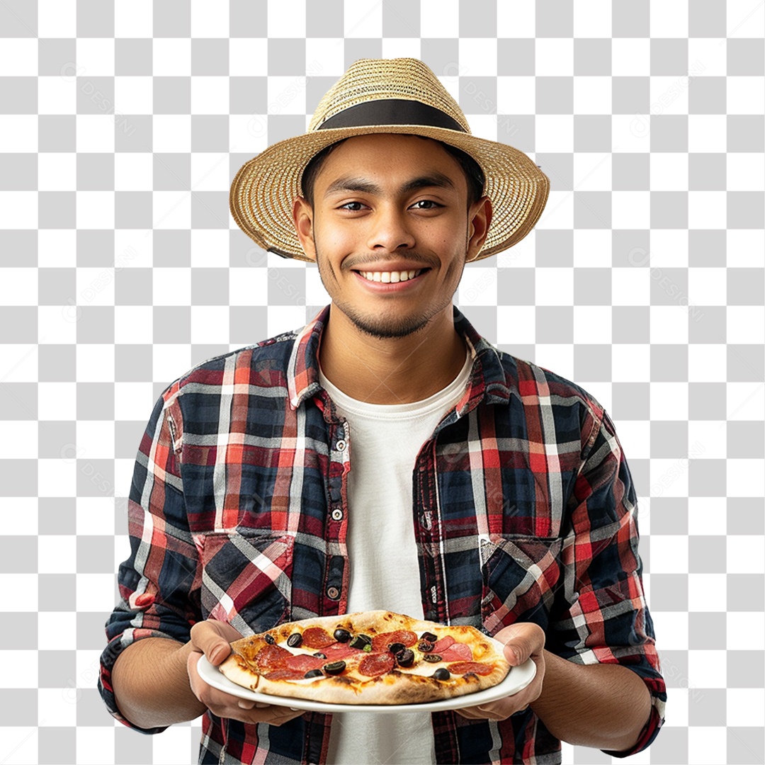 Homem com Roupa de Festa Junina PNG Transparente