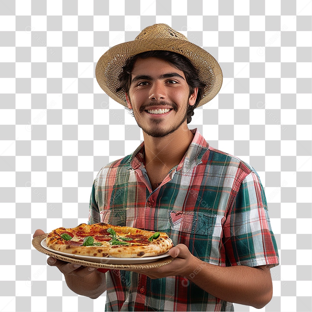 Homem com Roupa de Festa Junina PNG Transparente