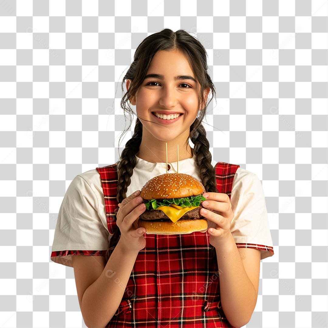 Mulher com Roupa de Festa Junina PNG Transparente