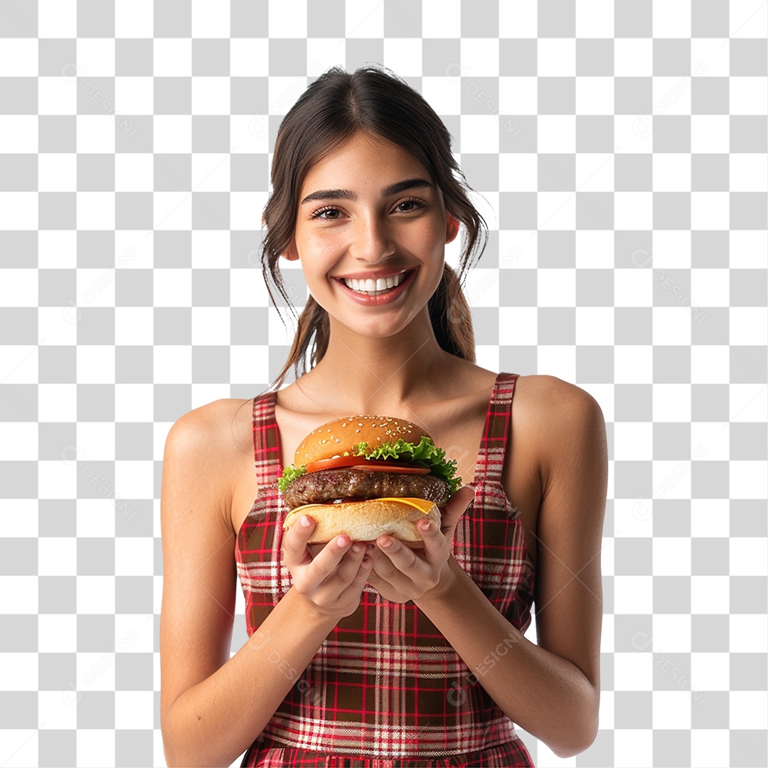 Mulher com Roupa de Festa Junina PNG Transparente