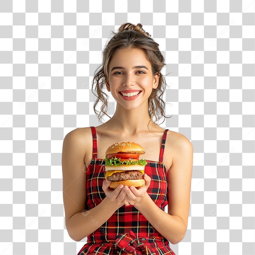 Mulher com Roupa de Festa Junina PNG Transparente