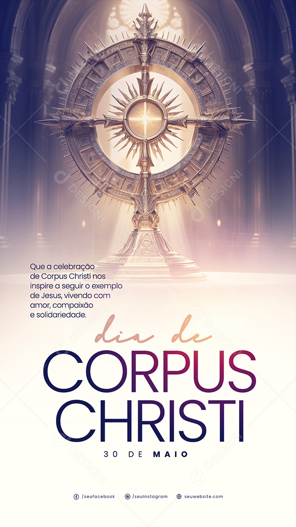 Story Corpus Christi 30 de Maio nos Inspire a Seguir o Exemplo de Jesus Social Media PSD Editável