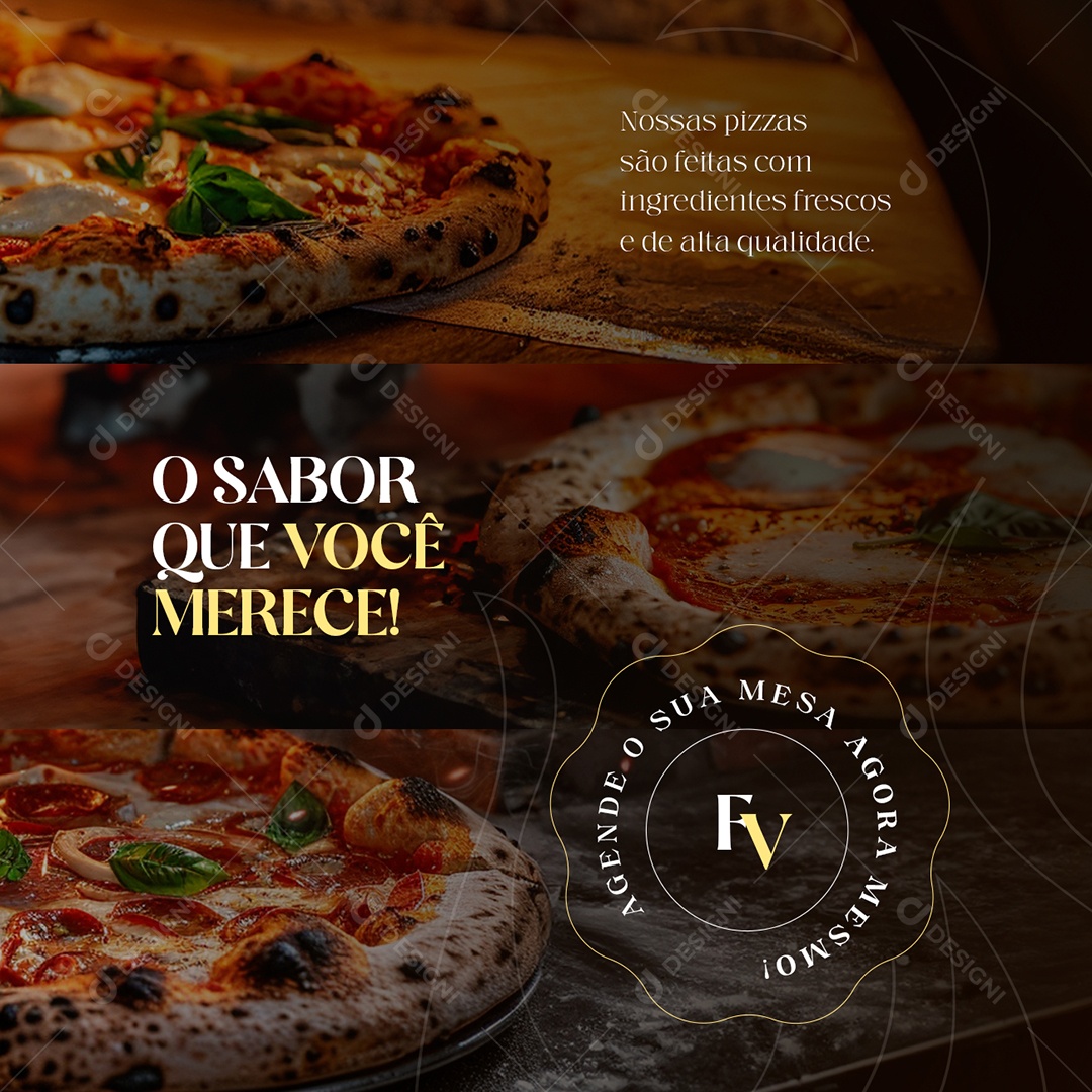 Pizzaria O Sabor Que Você Merece Social Media PSD Editável