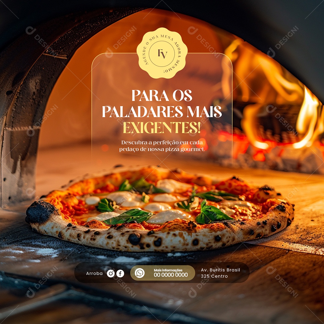 Pizzaria Para os Paladares Mais Exigentes Social Media PSD Editável