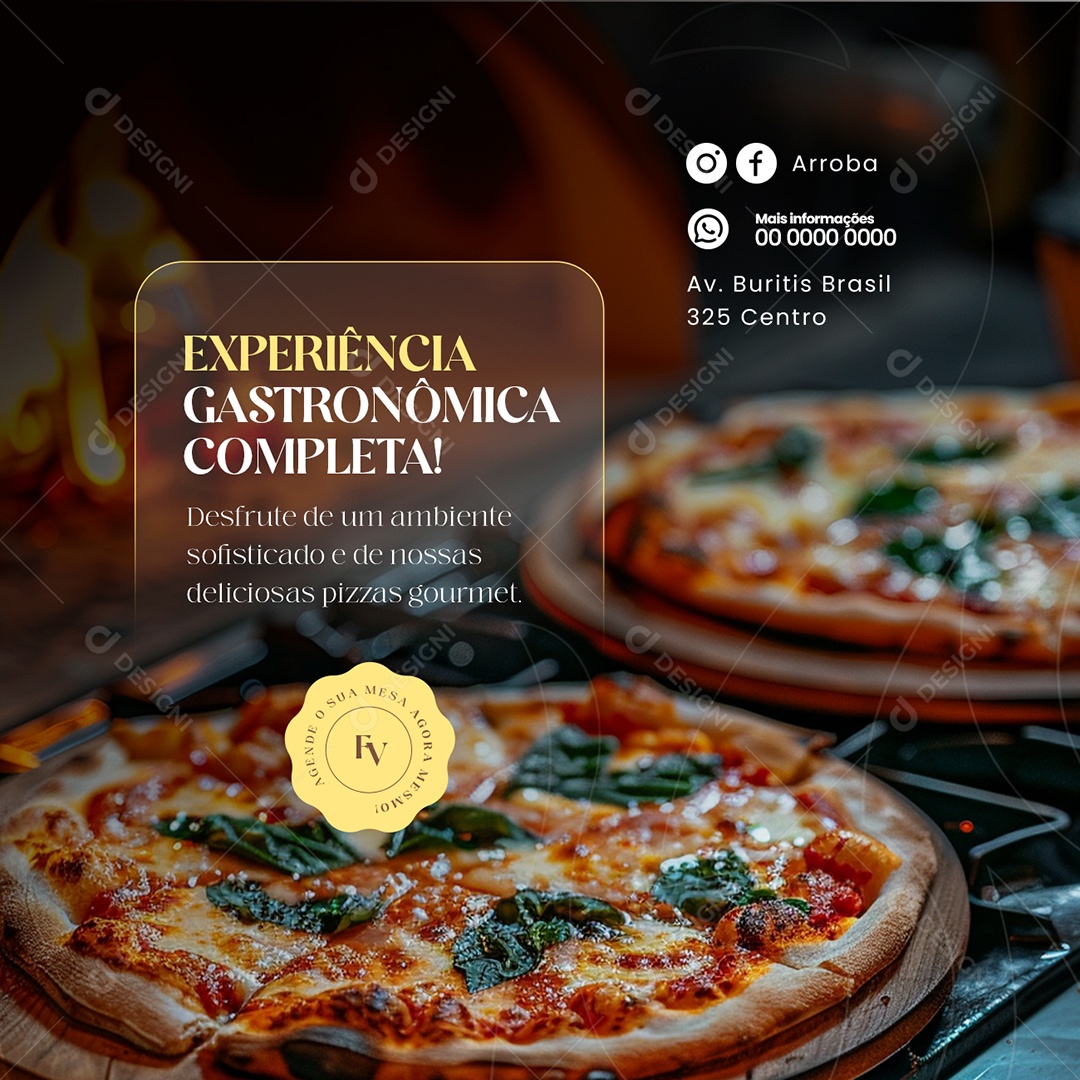 Pizzaria Experiência Gastronômica Completa Social Media PSD Editável