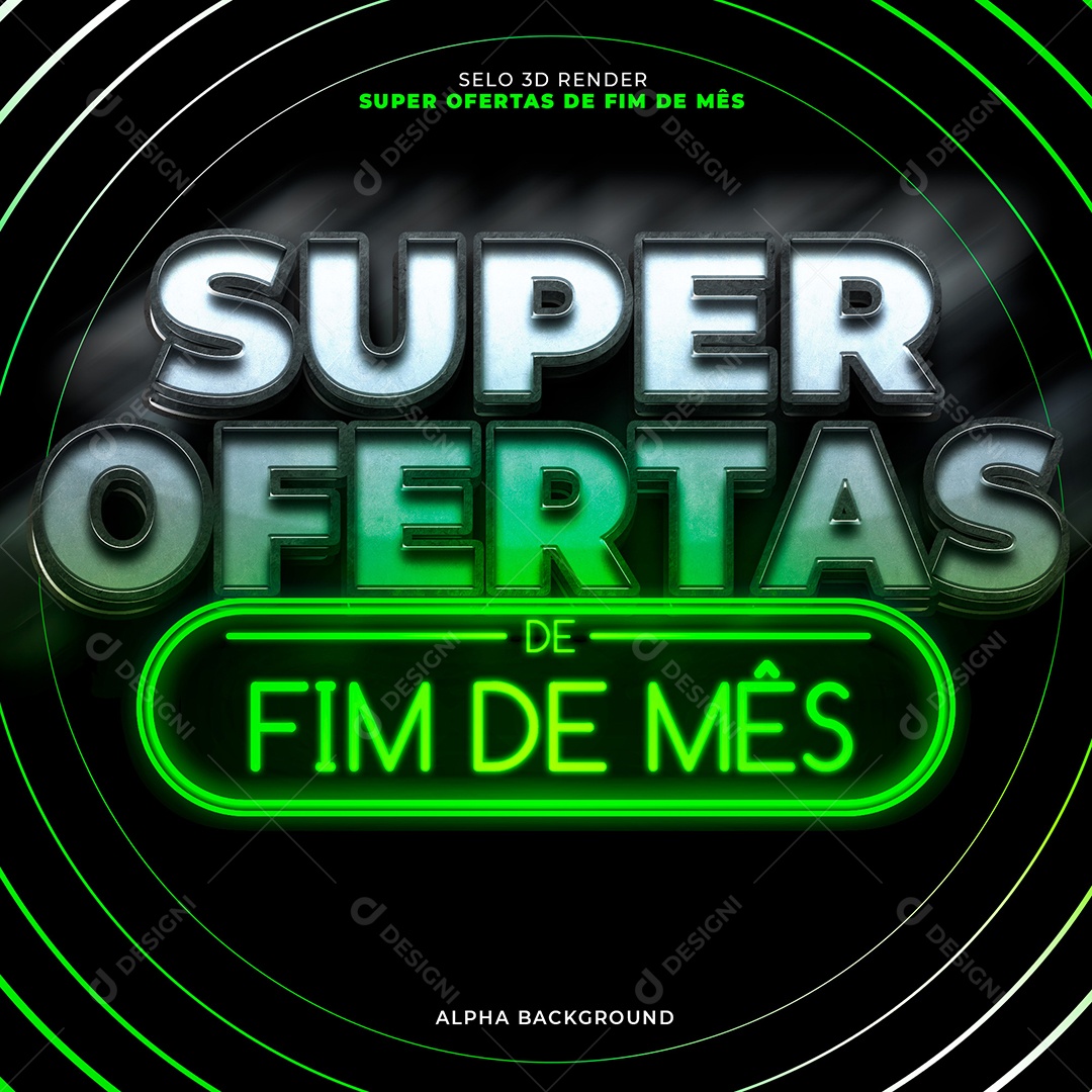 Super Ofertas de Fim de Mês Selo 3D Verde para Composição PSD