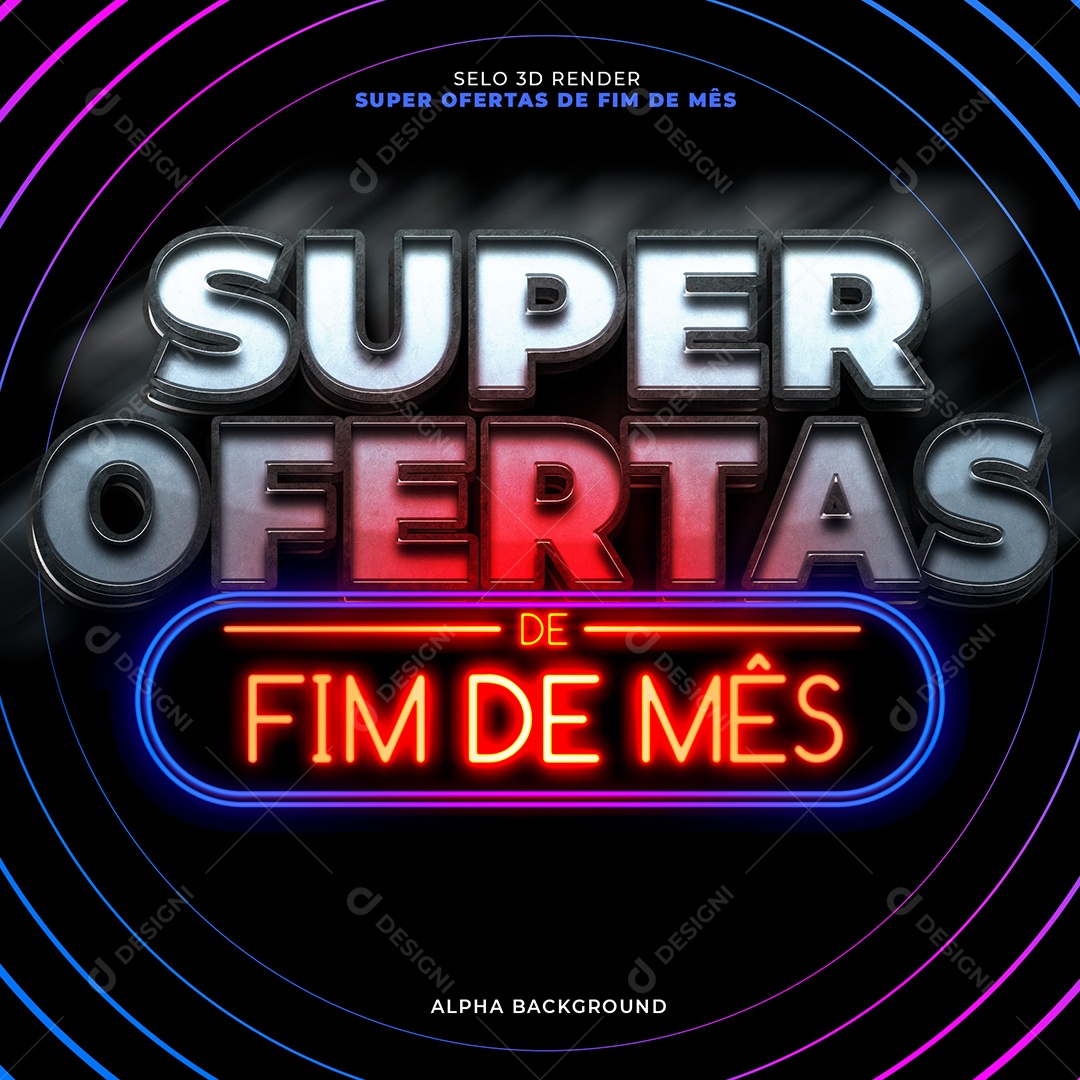 Super Ofertas de Fim de Mês Selo 3D Vermelho para Composição PSD