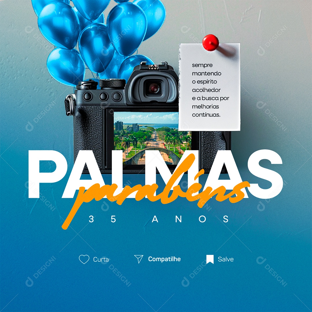 Aniversário Parabéns Palmas 35 Anos Social Media PSD Editável