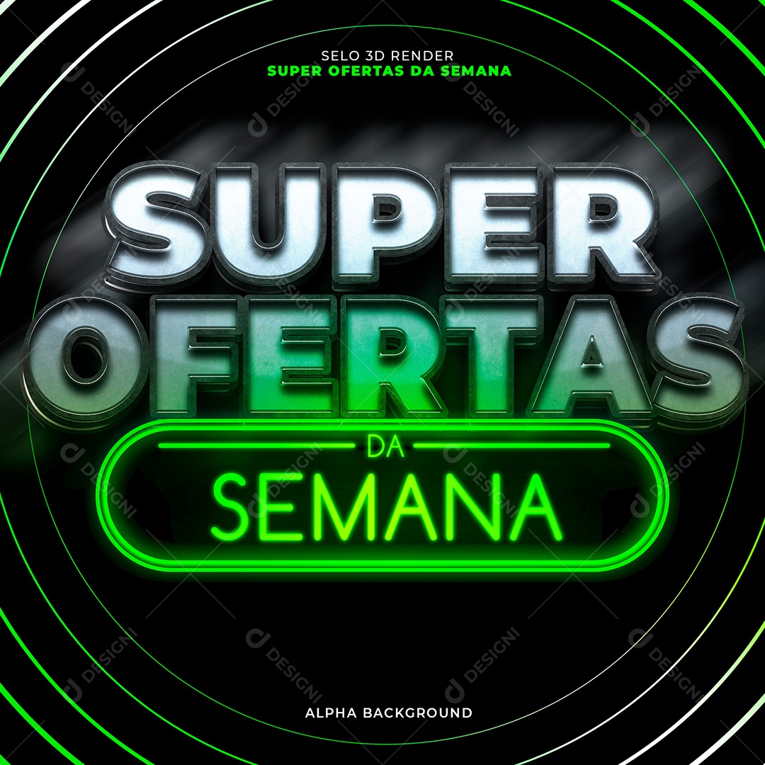 Super Ofertas da Semana Selo 3D Verde para Composição PSD