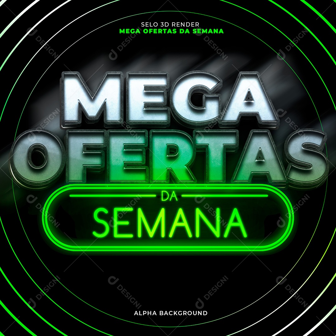 Mega Ofertas da Semana Selo 3D Verde para Compoaição PSD