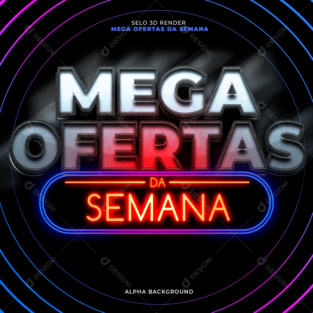 Mega Ofertas da Semana Selo 3D Vermelho para Compoaição PSD