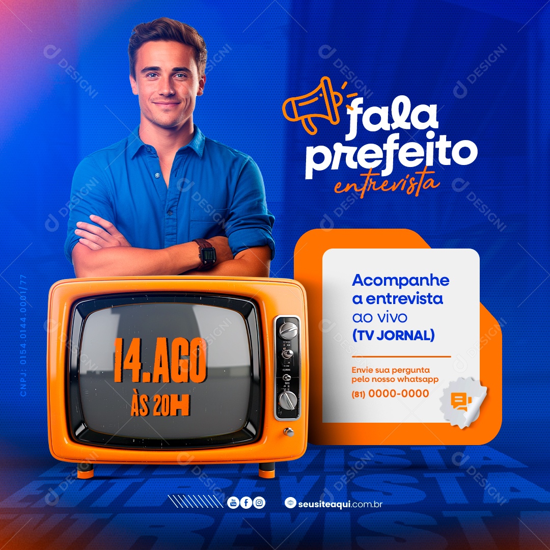 Política Fala Prefeito Entrevista Social Media PSD Editável