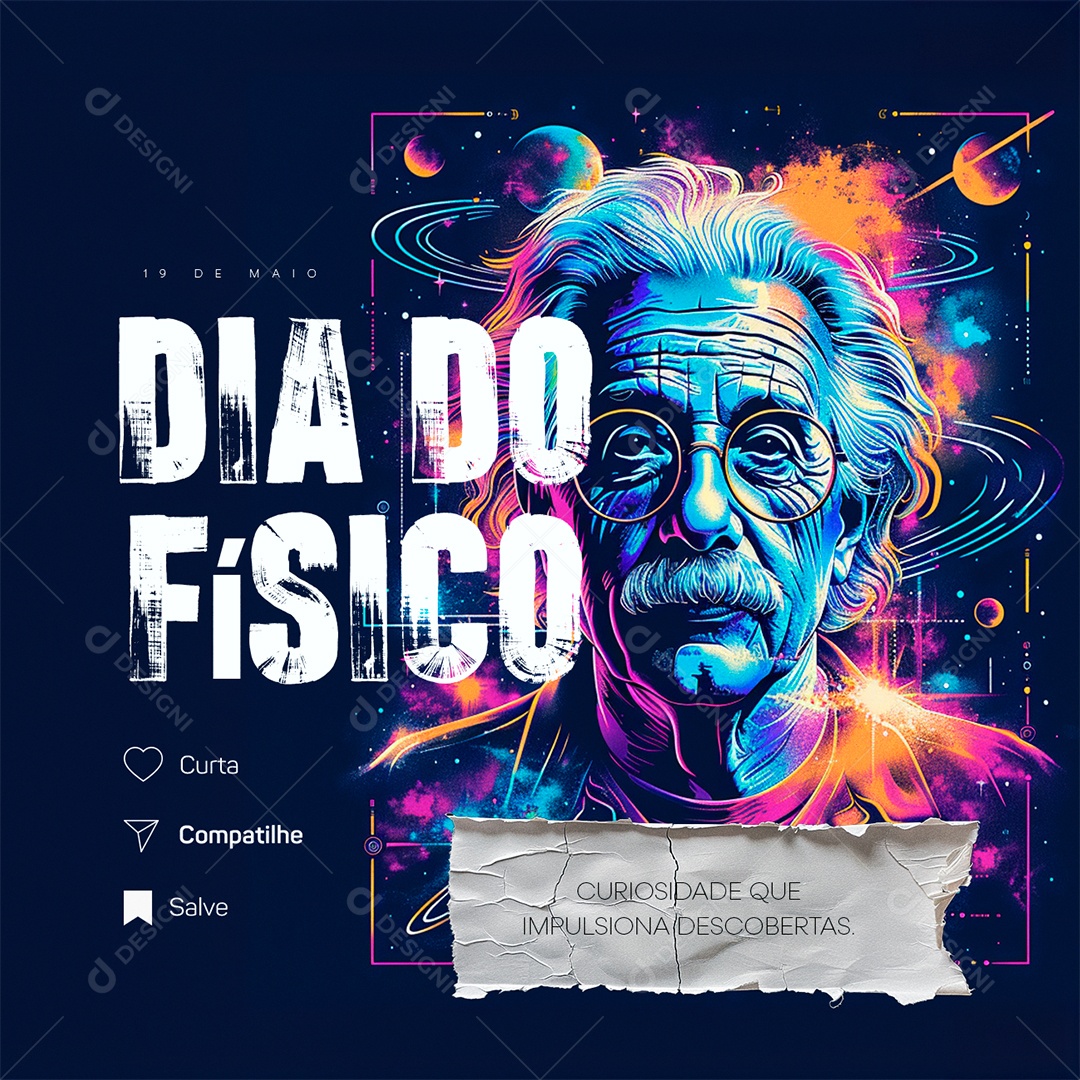 Dia do Físico 19 de Maio Curiosidade que Impulsiona Descobertas Social Media PSD Editável