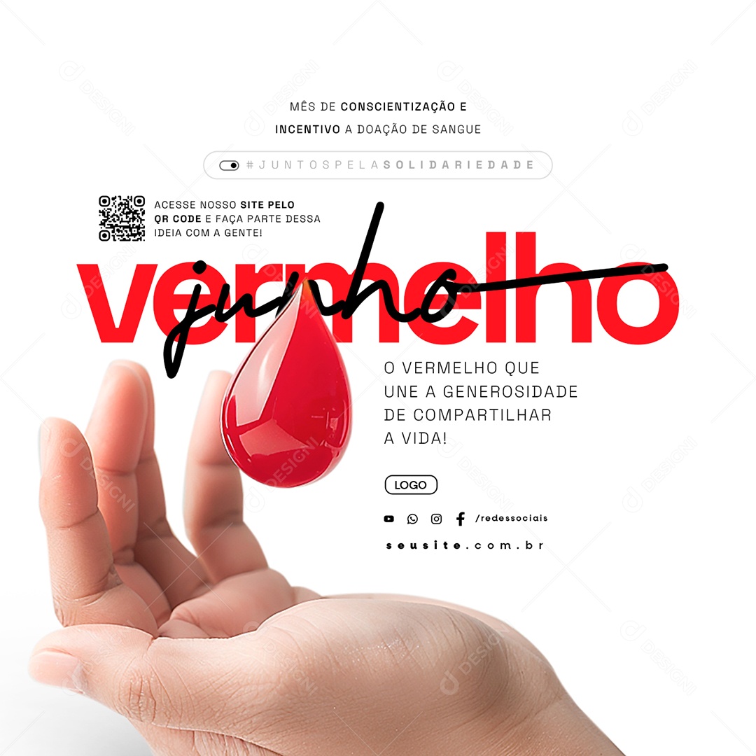 Junho Vermelho Mês de Conscientização e Incentivo Social Media PSD Editável