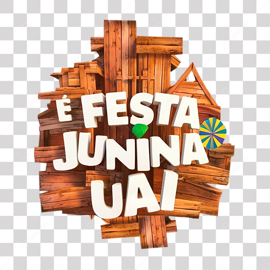 É Festa Junina Uai Selo 3D para Composição PNG Transparente