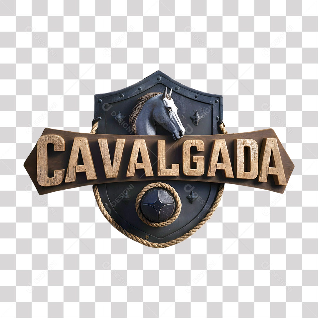 Selo 3D Cavalgada para Composição PNG Transparente