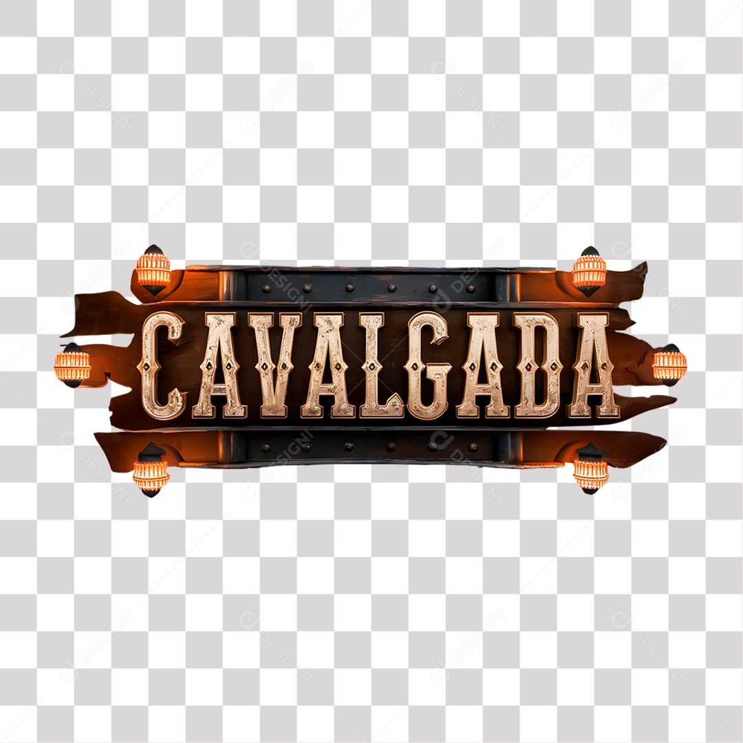 Selo 3D Cavalgada para Composição PNG Transparente