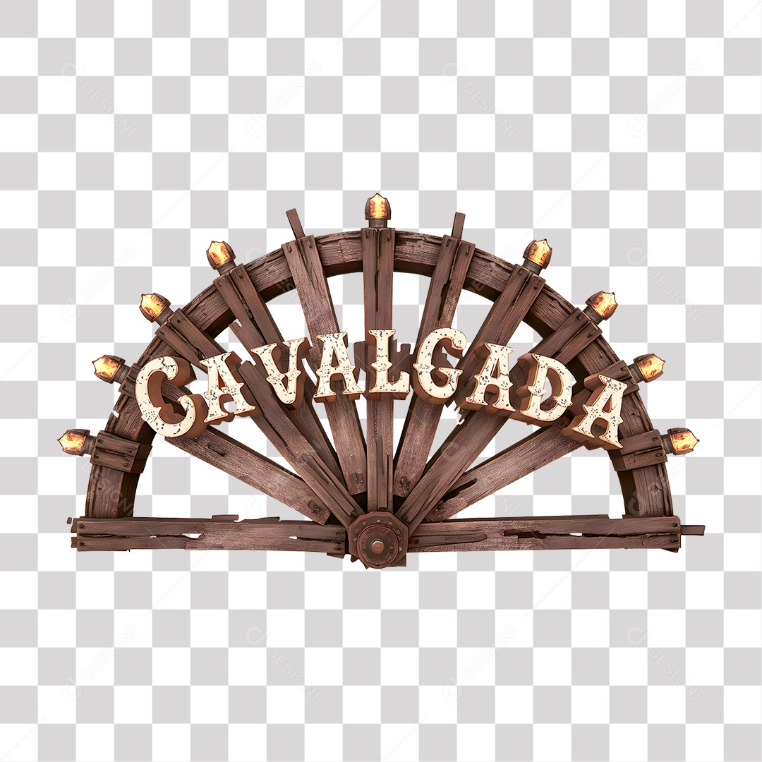 Selo 3D Cavalgada para Composição PNG Transparente