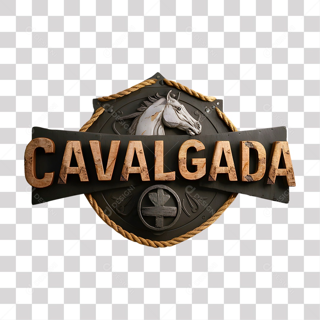 Selo 3D Cavalgada para Composição PNG Transparente