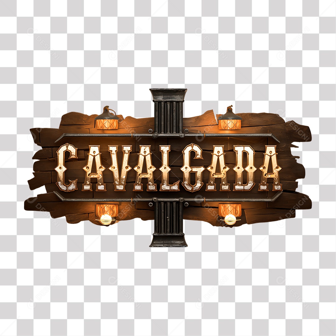 Selo 3D Cavalgada para Composição PNG Transparente