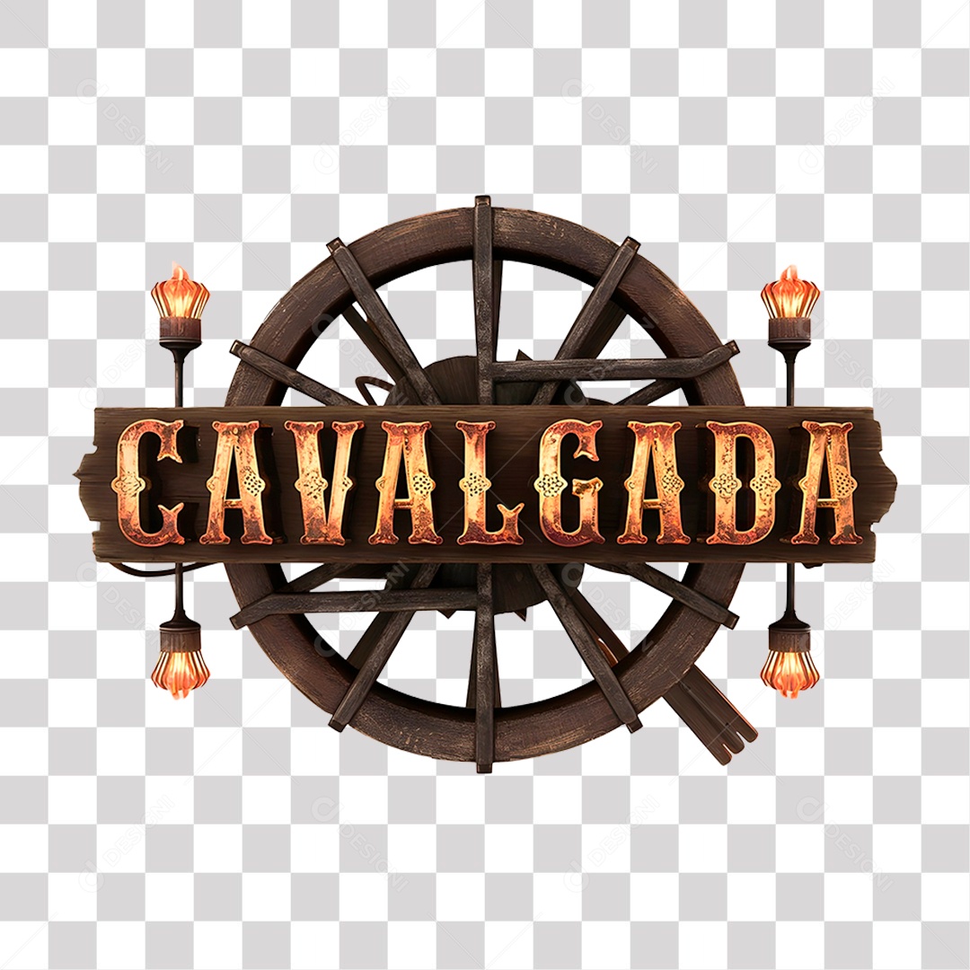 Selo 3D Cavalgada para Composição PNG Transparente