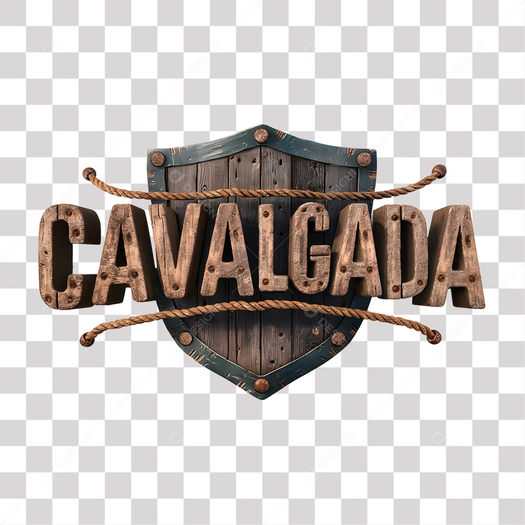 Selo 3D Cavalgada para Composição PNG Transparente