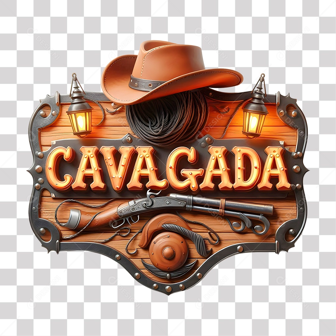 Cavalgada Selo 3D para Composição PNG Transparente