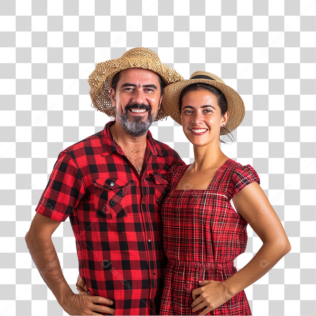 Casal com Roupa de Festa Junina PNG Transparente