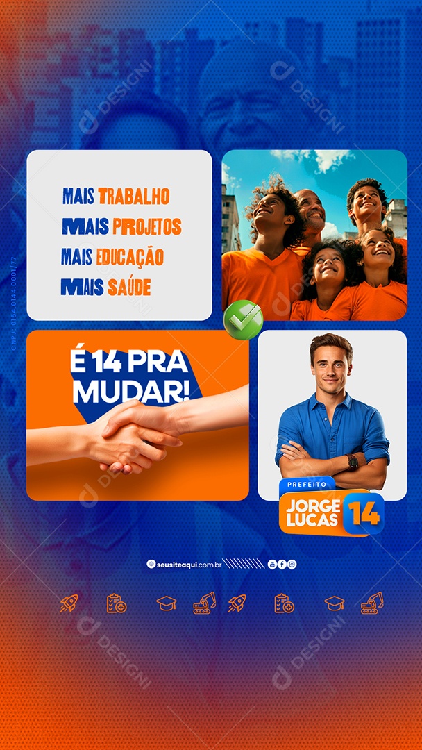 Story Política Mais Trabalho Projetos  Educação e Saúde Social Media PSD Editável