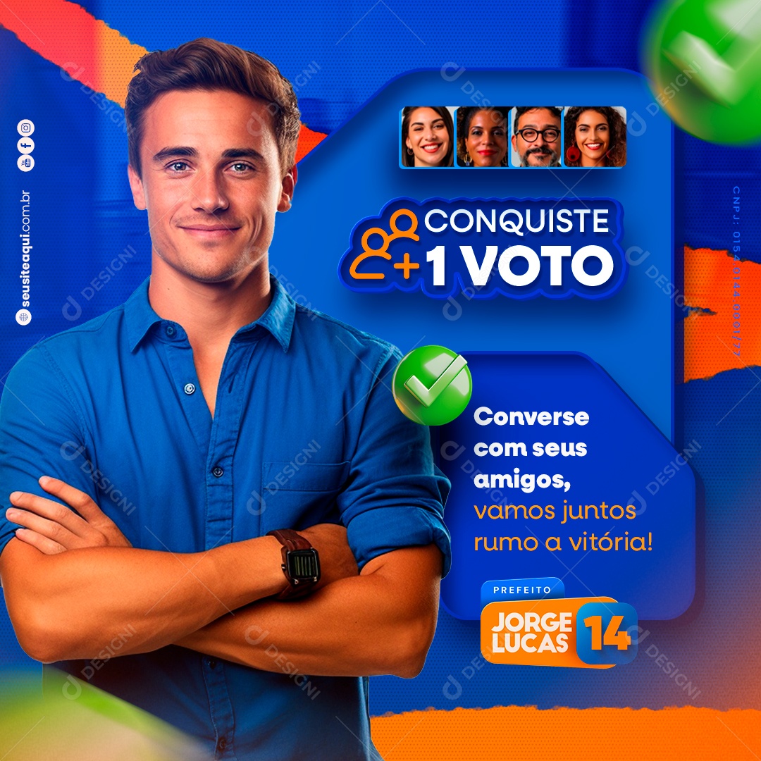 Política Conquiste mais um Voto Social Media PSD Editável