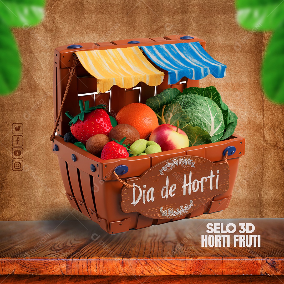 Dia de Hortifrut Selo 3D para Composição PSD