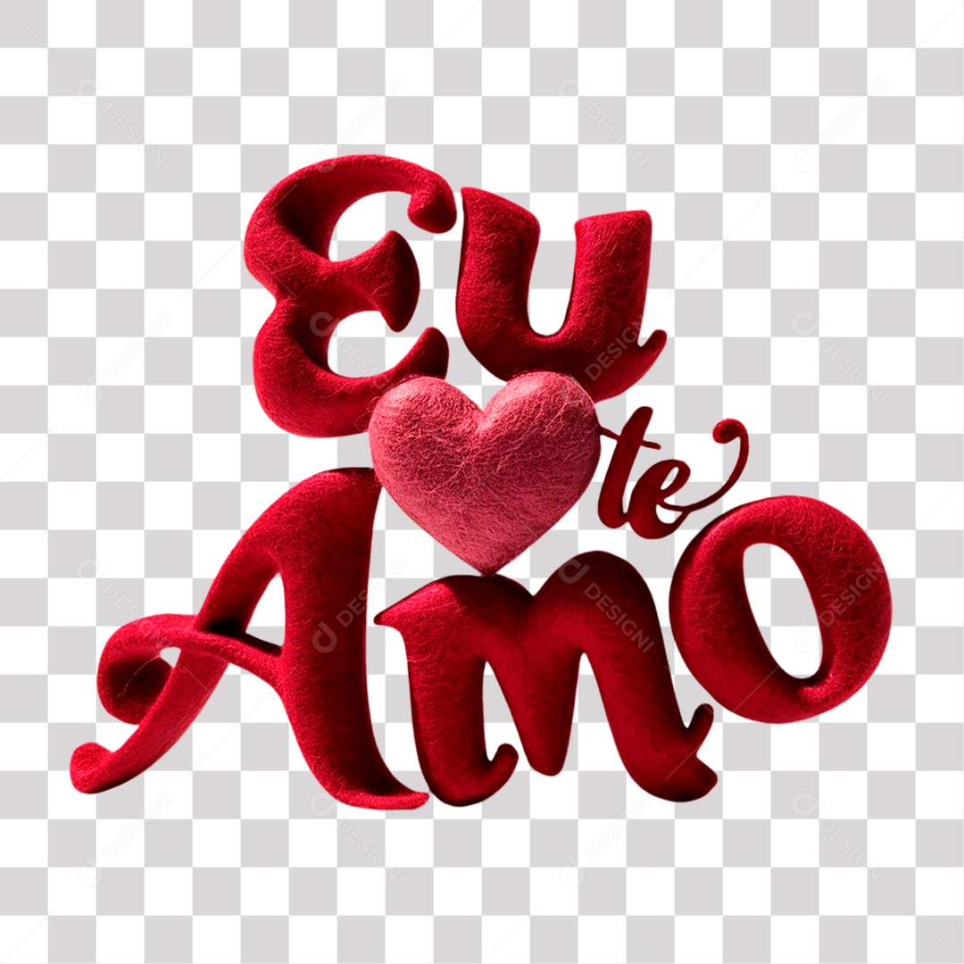 Eu Te Amo Selo 3D para Composição PNG Transparente