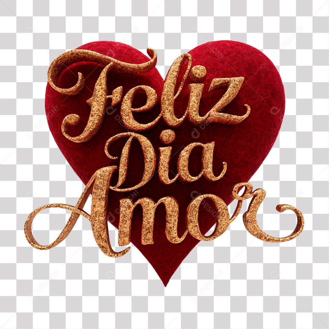 Feliz Dia Amor Selo 3D para Composição PNG Transparente