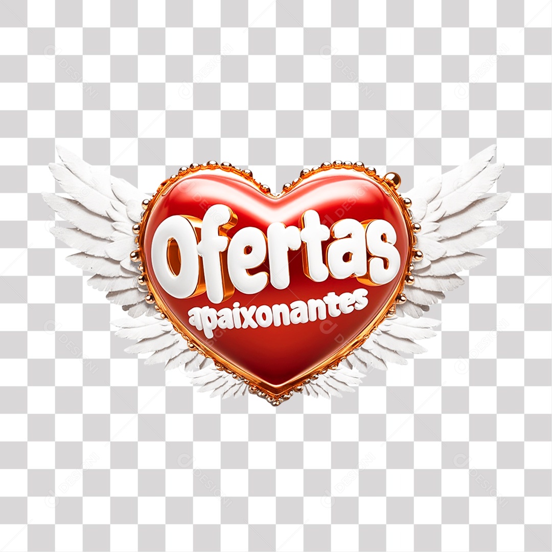 Ofertas Apaixonantes Selo 3D para Composição PNG Transparente