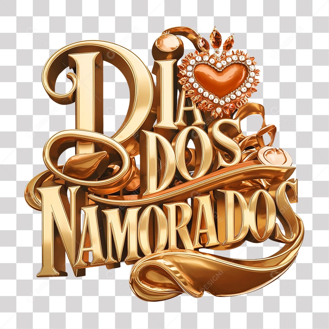 Dia dos Namorados Selo 3D para Composição PNG Transparente